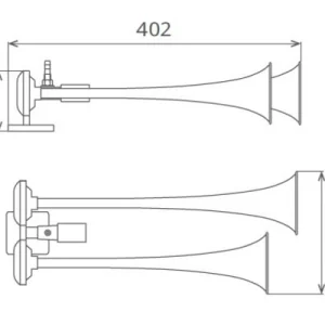 Claxon rosu camion cu doua goarne 24v 1a, SEGER