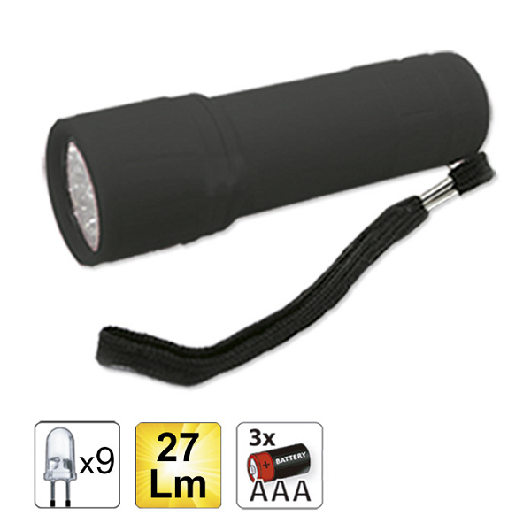 Lanterna de plastic cu 9 leduri. culoare negru jbm - 52558 - JBM