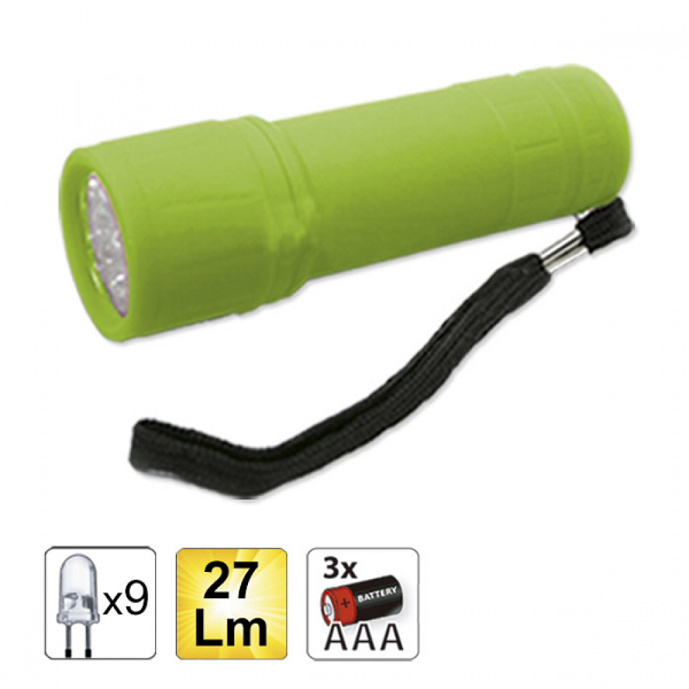 Lanterna de plastic cu 9 leduri. verde jbm - 52555 - JBM