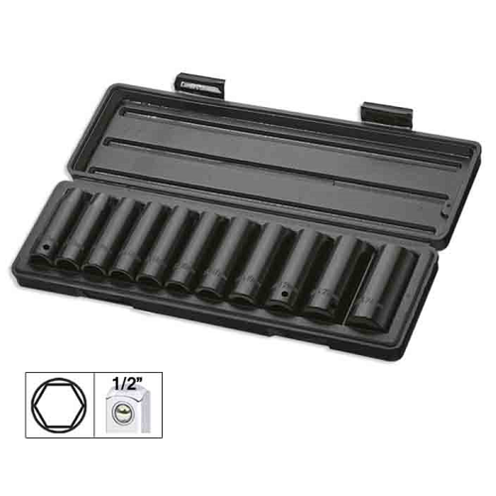 Set 11 tubulare de impact hex. de 1/2` jbm - 52342 - JBM