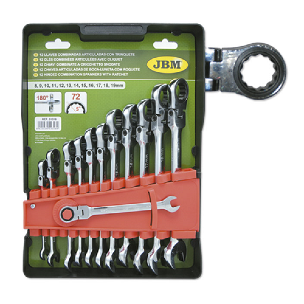 Set de 12 chei combinate flexibile cu clichet jbm - 51318 - JBM