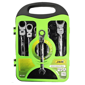 Set de 7 chei combinate cu clichet si cap rotativ jbm