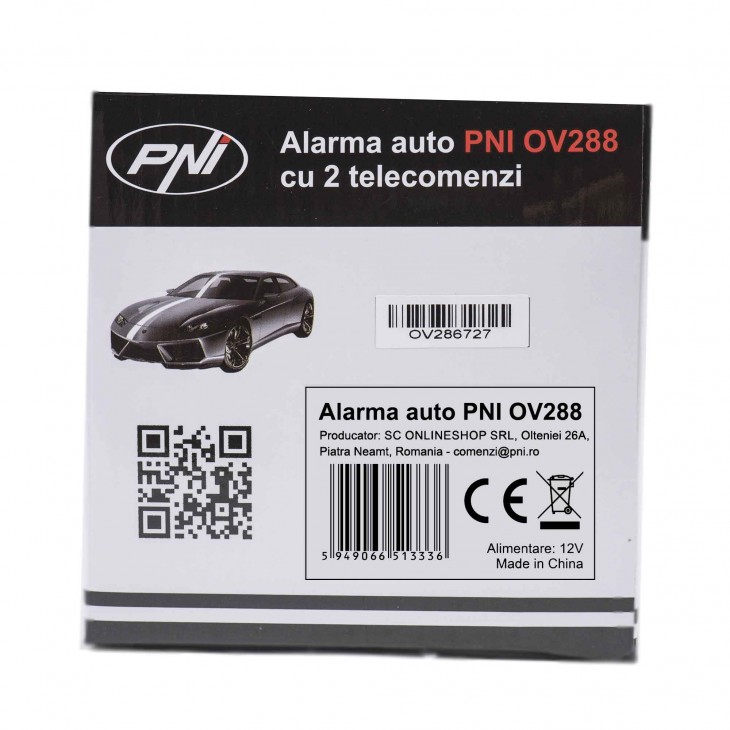 Alarma auto cu 2 telecomenzi si modul inchidere centralizata (fara actuatori)(include taxa de timbru verde) - PNI-OV288 - PNI