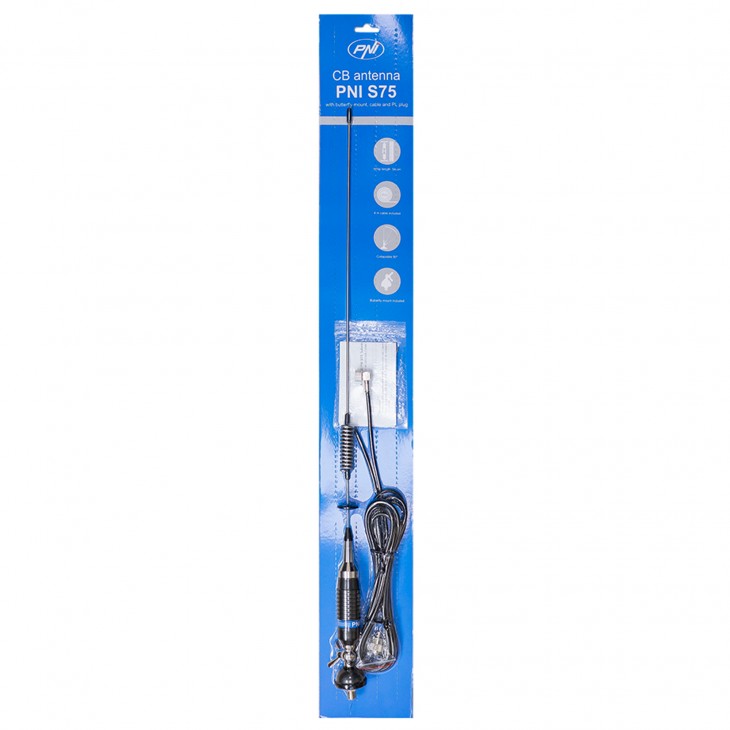 Antena cb pni s75 cu fluture, cu montura, cablu si mufa pl - PNI-S75CAB - PNI