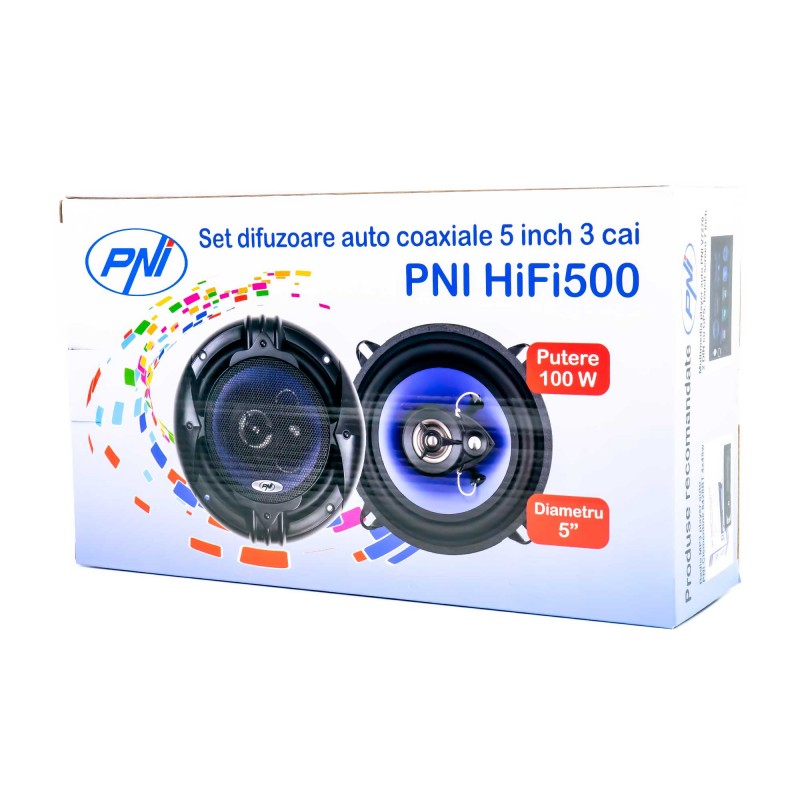 Difuzoare auto coaxiale pni hifi500, 100w, 12.7 cm, 3 cai, set 2 buc - 10037 - PNI
