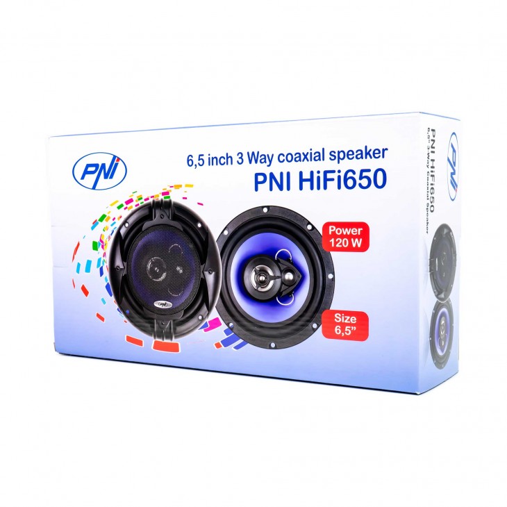 Difuzoare auto coaxiale pni hifi650, 120w, 16.5 cm, 3 cai, grila inclusa, set 2 buc - PNI-FI650 - PNI