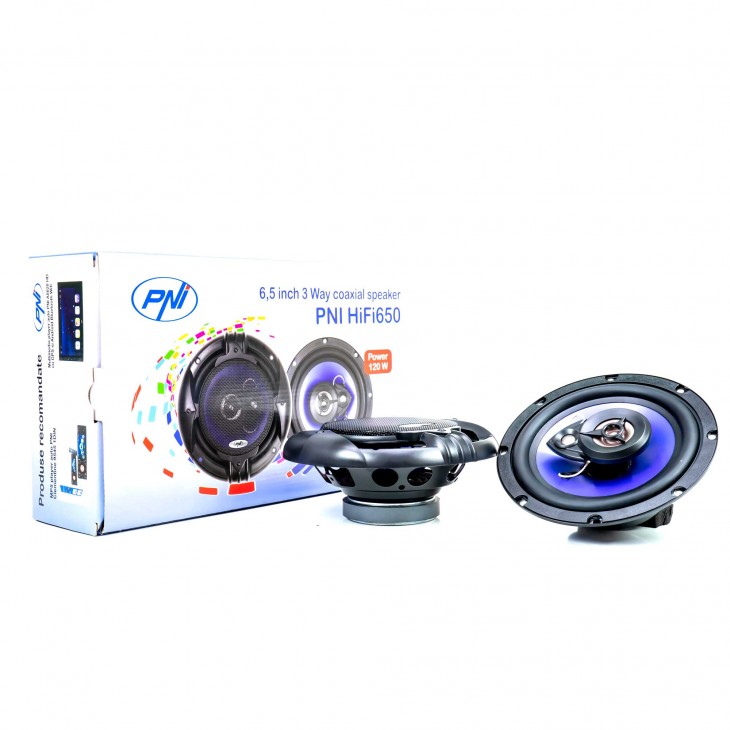 Difuzoare auto coaxiale pni hifi650, 120w, 16.5 cm, 3 cai, grila inclusa, set 2 buc - PNI-FI650 - PNI