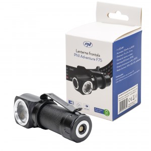 Lanterna frontala pni adventure f75, led 6w, 600 lm, cu acumulator si incarcator magnetic, suport pentru cap