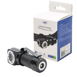 Lanterna frontala pni adventure f75, led 6w, 600 lm, cu acumulator si incarcator magnetic, suport pentru cap