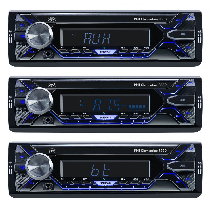 Radio mp3 player auto pni clementine 8550bt, fata detasabila, 4x45w, 12v, 1 din, cu sd, usb, aux, rca - PNI-MP3-8550 - PNI