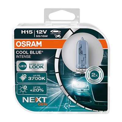 Set 2 becuri 12v h15 55/15 w cool blue intense nextgen osram
