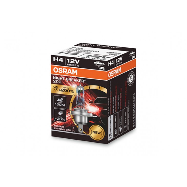 Bec 12v h4 60/55 w night breaker +200% osram - 64193NB200 - ams-OSRAM