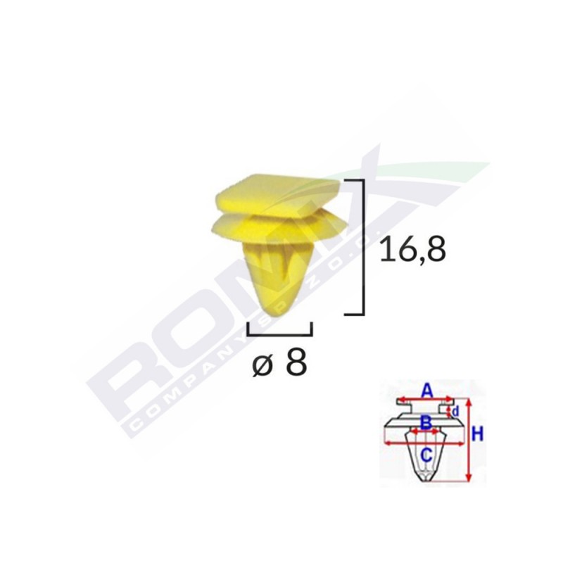Clips fixare bandouri laterale hyundai set 10 buc - 62265 - ROMIX