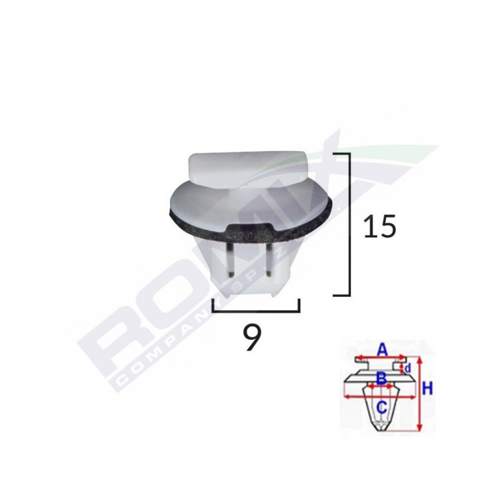 Clips fixare bara protectie pentru nissan 9x15mm alb set 5 buc - C70139 - ROMIX