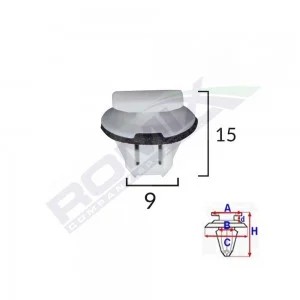 Clips fixare bara protectie pentru nissan 9x15mm alb set 5 buc
