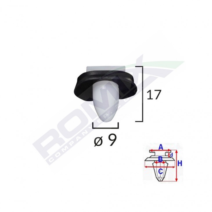 Clips fixare elemente exterioare pentru citroen/peugeot/fiat 9x17mm - alb set 10 buc - C10093 - ROMIX