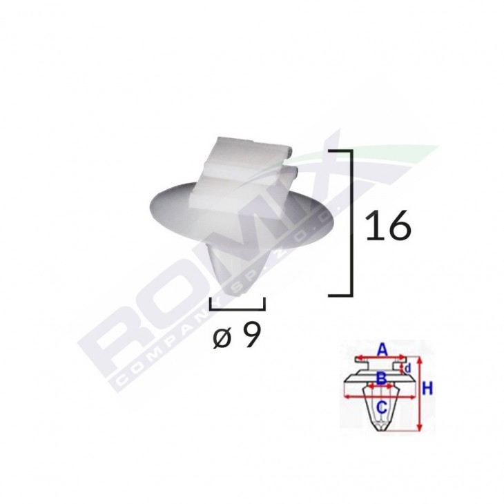 Clips fixare elemente exterioare pentru fiat/lancia/alfa romeo/peugeot - alb set 10 buc - 12409 - ROMIX