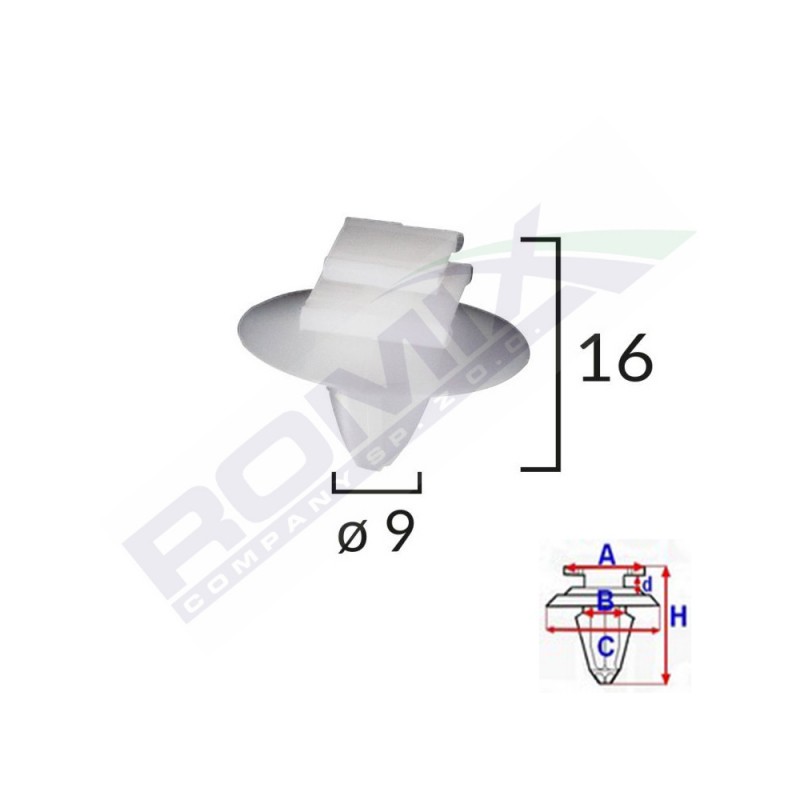 Clips fixare elemente exterioare pentru fiat/lancia/alfa romeo/peugeot - alb set 10 buc - 61552 - ROMIX