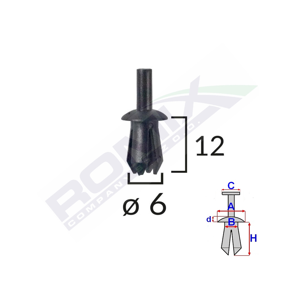 Clips fixare elemente exterioare pentru opel 8x12mm - negru set 10 buc - A12710 - ROMIX