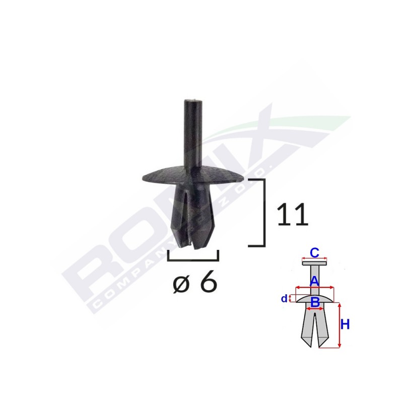 Clips fixare elemente exterioare pentru opel/mercedes/renault - negru set 10 buc - 61847 - ROMIX