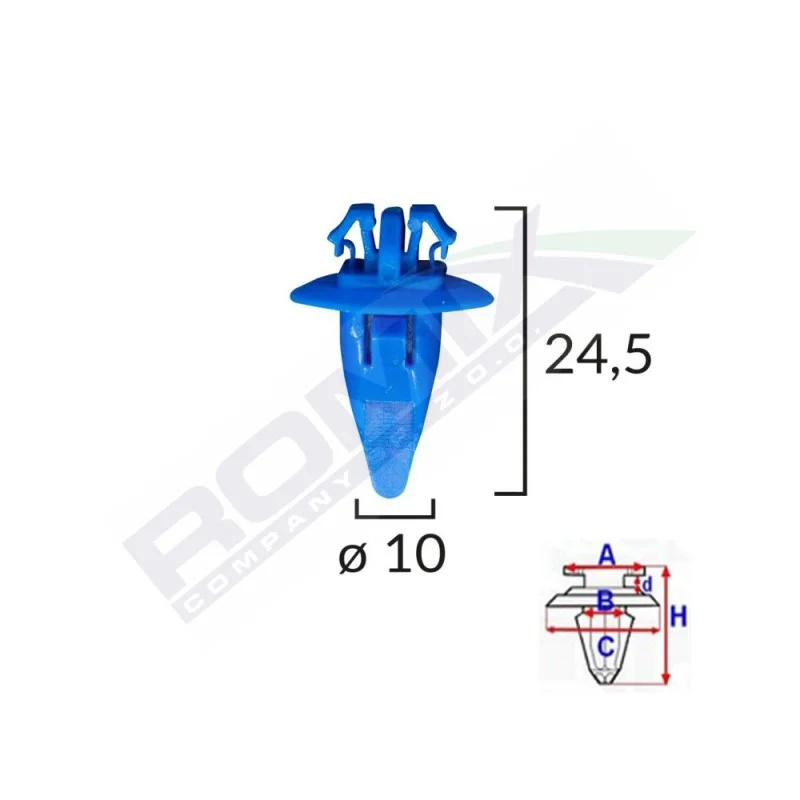 Clips fixare elemente exterioare pentru toyota 10x24.5 - albastru