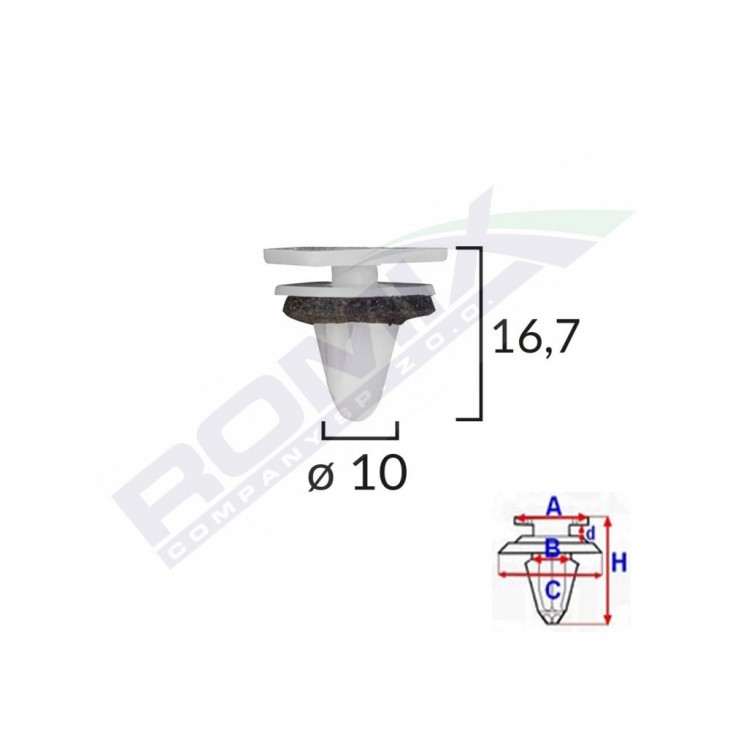 Clips fixare elemente exterior, grila de admisie, pentru kia si hyundai set 10 buc - C60515 - ROMIX