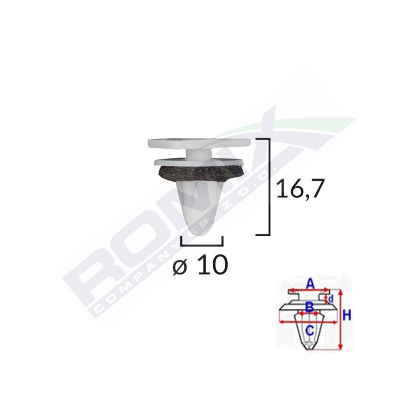 Clips fixare elemente exterior, grila de admisie, pentru kia si hyundai set 10 buc - 62386 - ROMIX