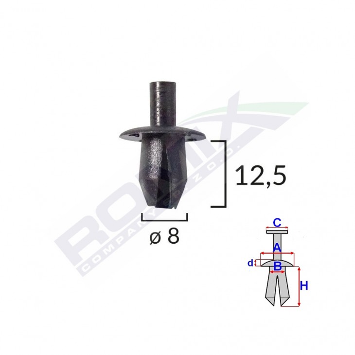 Clips fixare elemente roata pentru dacia renault - negru set 10 buc - 15321 - ROMIX