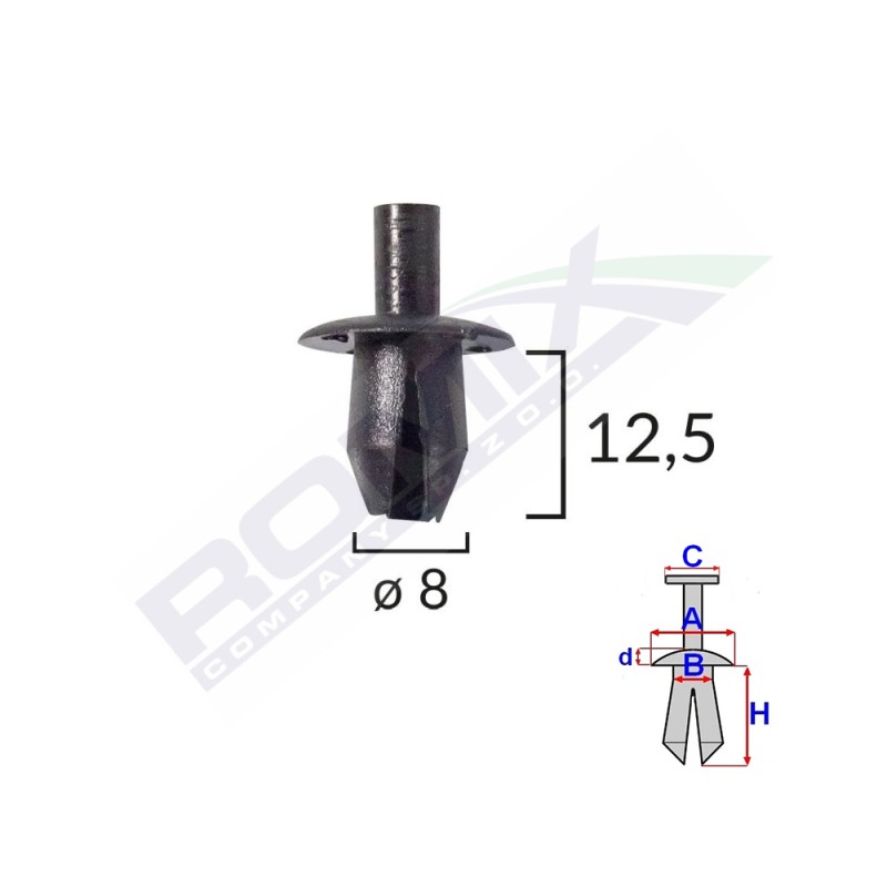 Clips fixare elemente roata pentru dacia renault - negru set 10 buc - 61571 - ROMIX