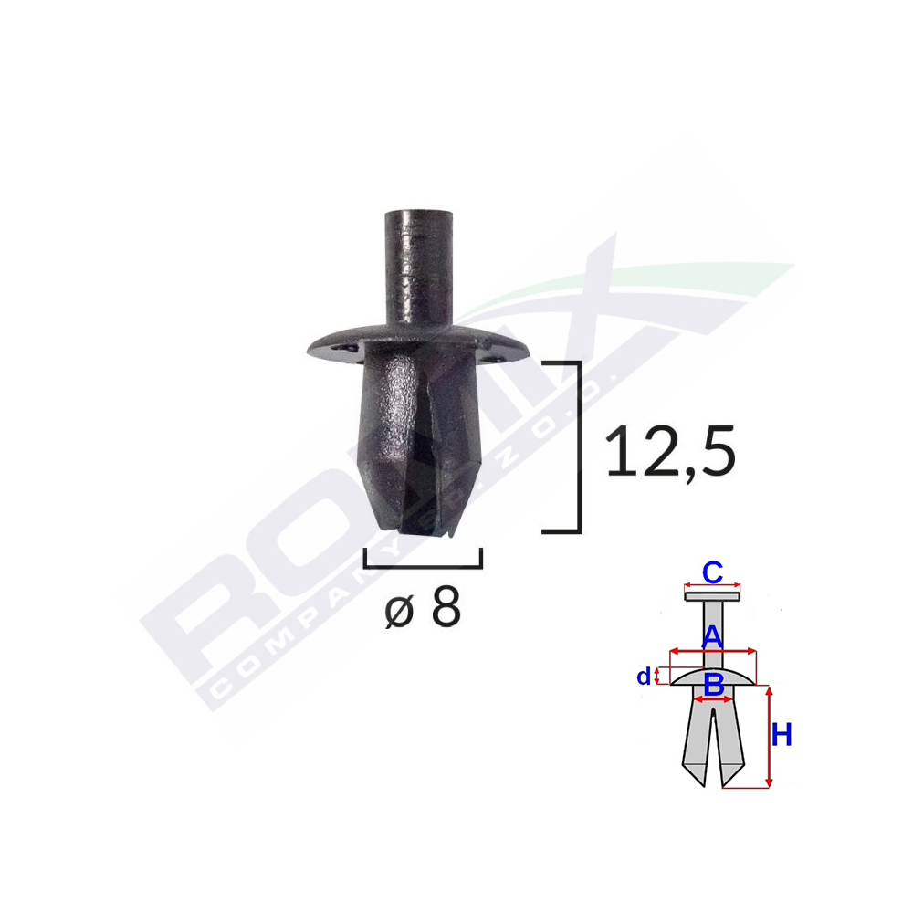 Clips fixare elemente roata pentru dacia renault - negru set 10 buc - 15321 - ROMIX
