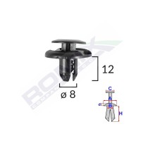 Clips fixare elemente roata pentru honda/mitsubishi 8x12mm - negru set 10 buc