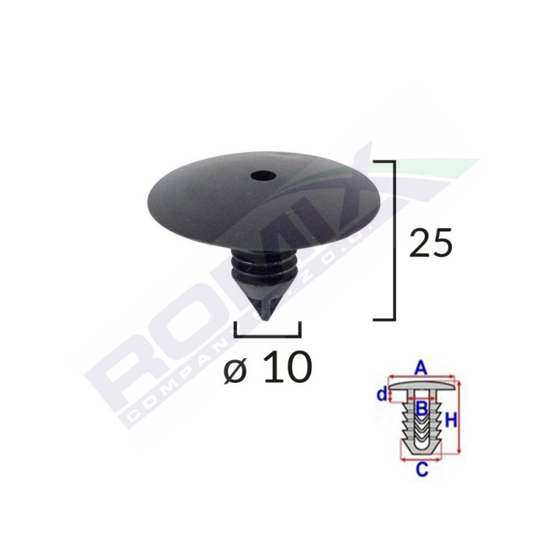 Clips fixare elemente roata pentru renault 10x25mm - negru set 10 buc - 61920 - ROMIX