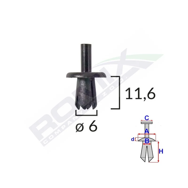 Clips fixare pentru alfa romeo/fiat mercedes opel - negru set 25 buc, ROMIX