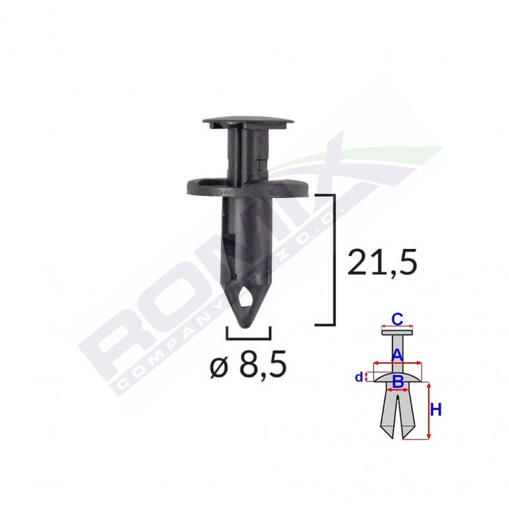 Clips fixare pentru audi/seat/vw/mazda/nissan 8.5x21.5mm - negru set 10 buc - C10129 - ROMIX