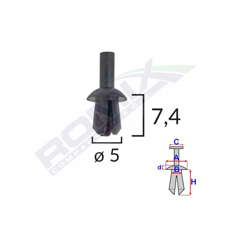 Clips fixare pentru audi/vw 5x7.4mm - negru set 25 buc - A175069 - ROMIX