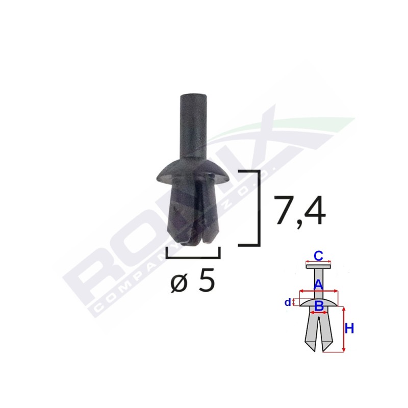Clips fixare pentru audi/vw 5x7.4mm - negru set 25 buc - 61903 - ROMIX