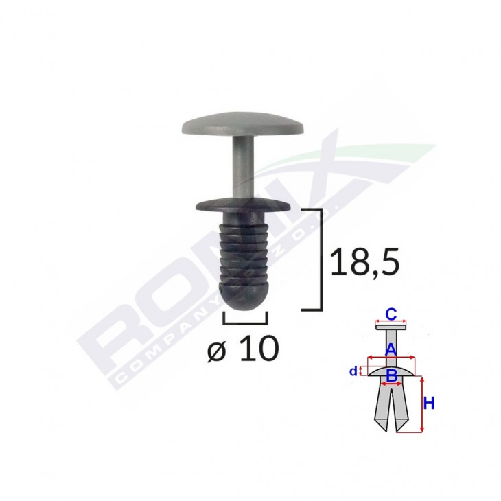 Clips fixare pentru ford - 10x18.5mm - negru set 10 buc - 60121 - ROMIX