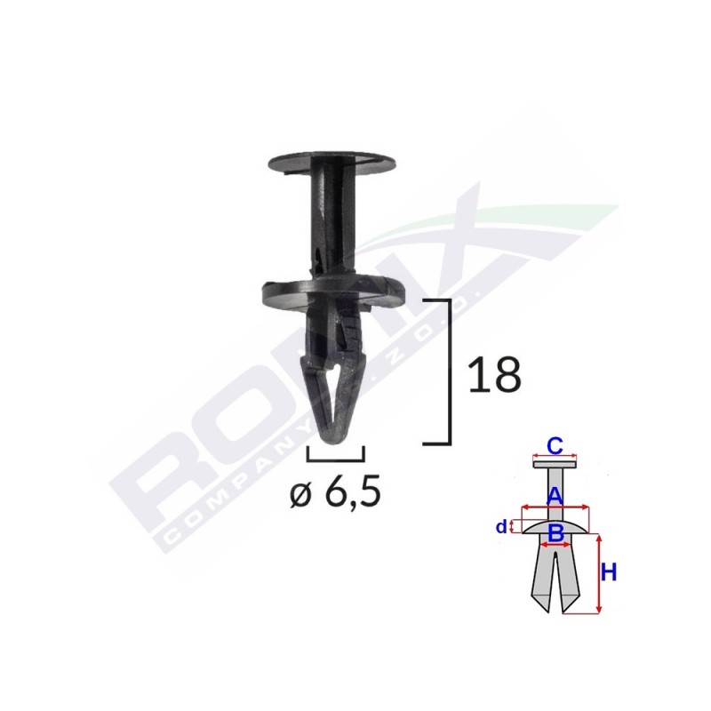 Clips fixare pentru ford, opel 6.5x18mm negru set 10buc - 62632 - ROMIX