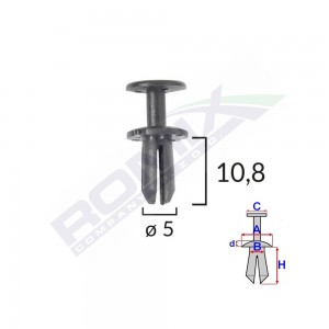 Clips fixare pentru grup vag 5x10.8mm negru - set 10 buc