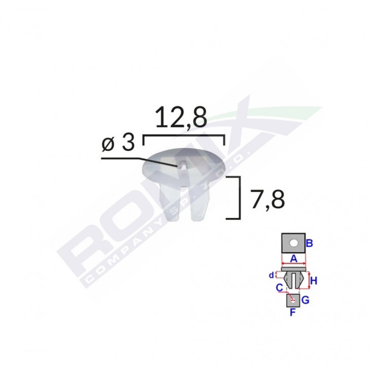 Clips fixare pentru grup vag /citroen/ fiat /alfa - alb set 25 buc - 15001 - ROMIX