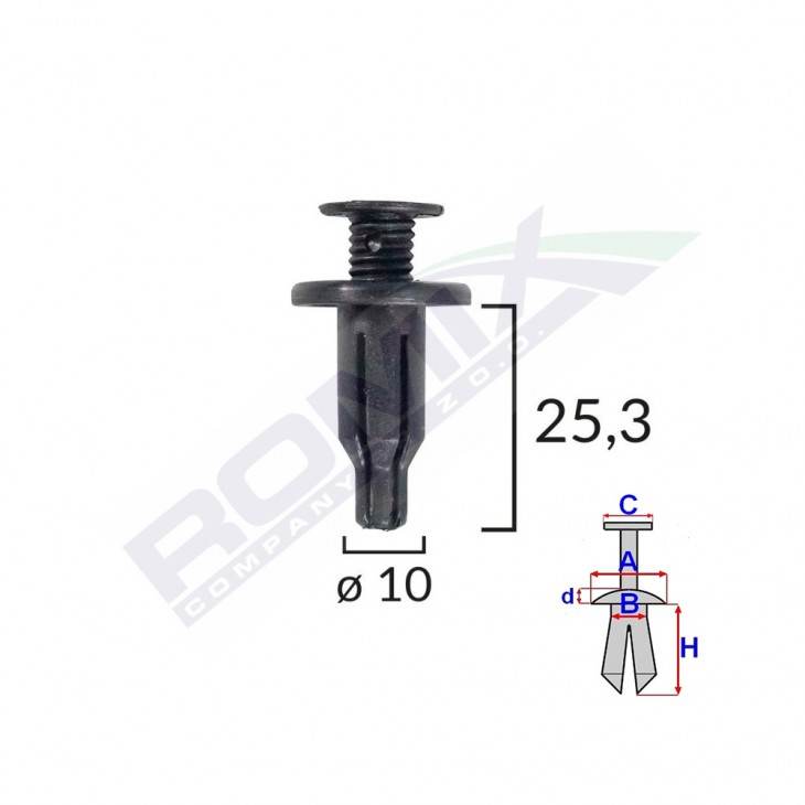 Clips fixare pentru honda/hyundai/lexus/toyota/kia - fixare masca fata - negru set 10 buc - 60003 - ROMIX