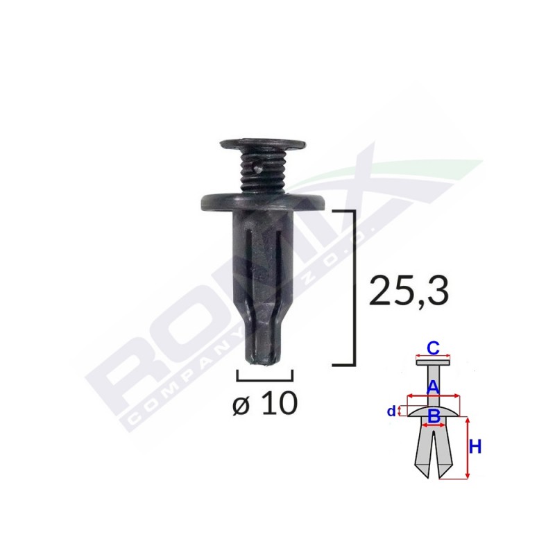 Clips fixare pentru honda/hyundai/lexus/toyota/kia - fixare masca fata - negru set 10 buc - 61792 - ROMIX