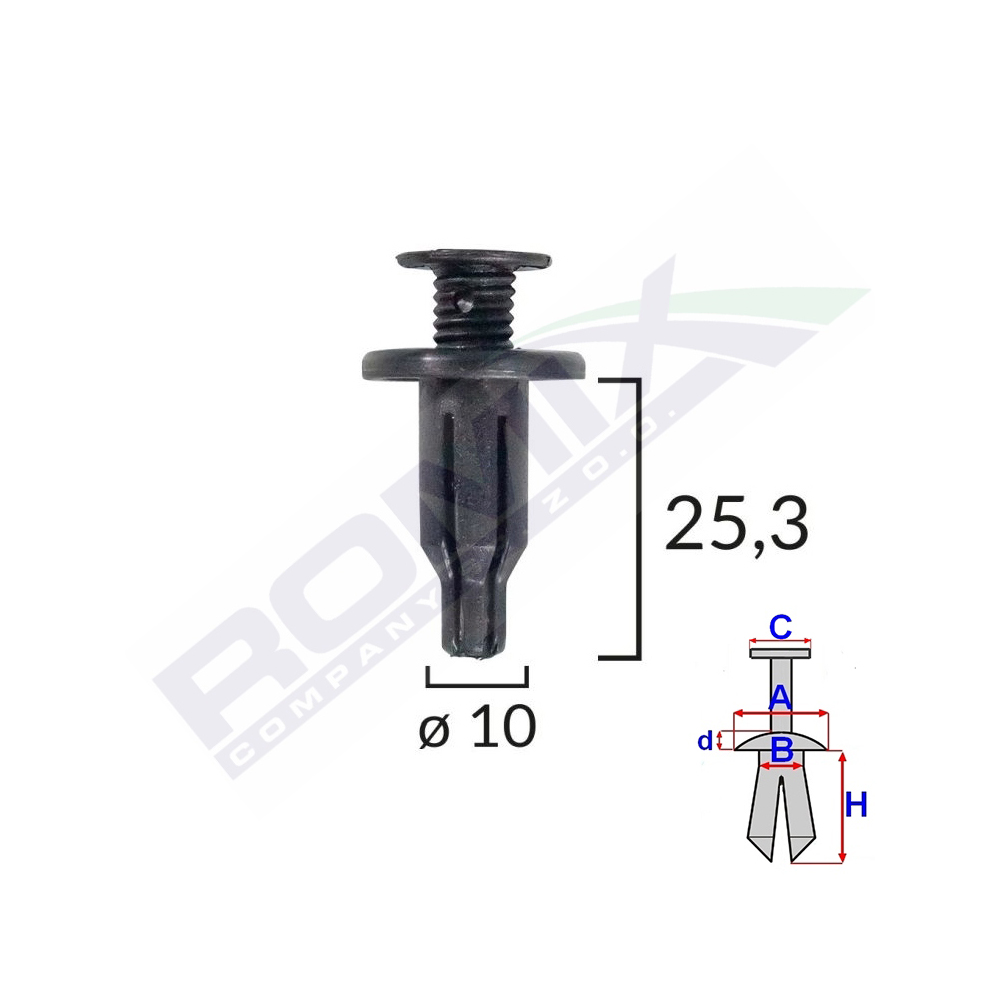 Clips fixare pentru honda/hyundai/lexus/toyota/kia - fixare masca fata - negru set 10 buc - 60003 - ROMIX