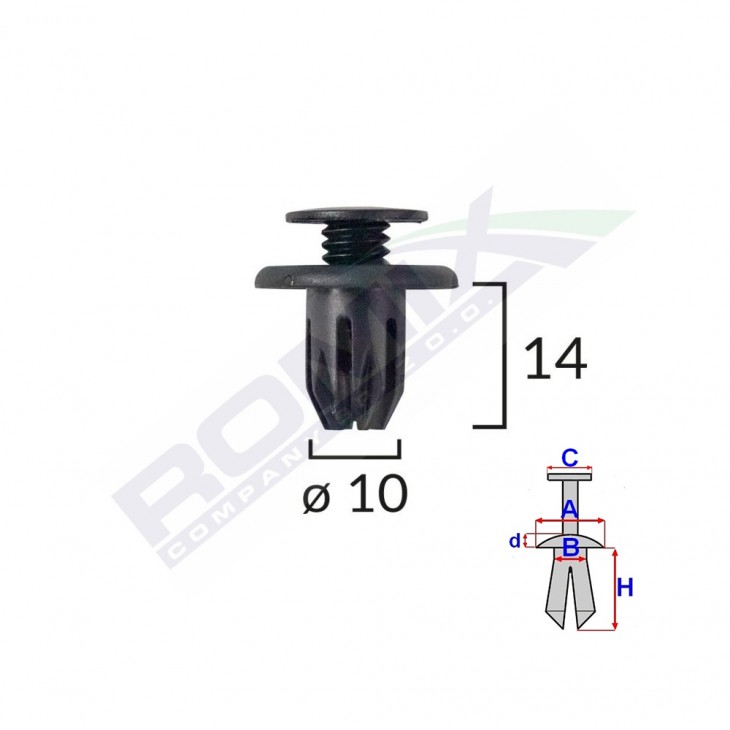 Clips fixare pentru honda mini - negru set 10 buc - 60002 - ROMIX