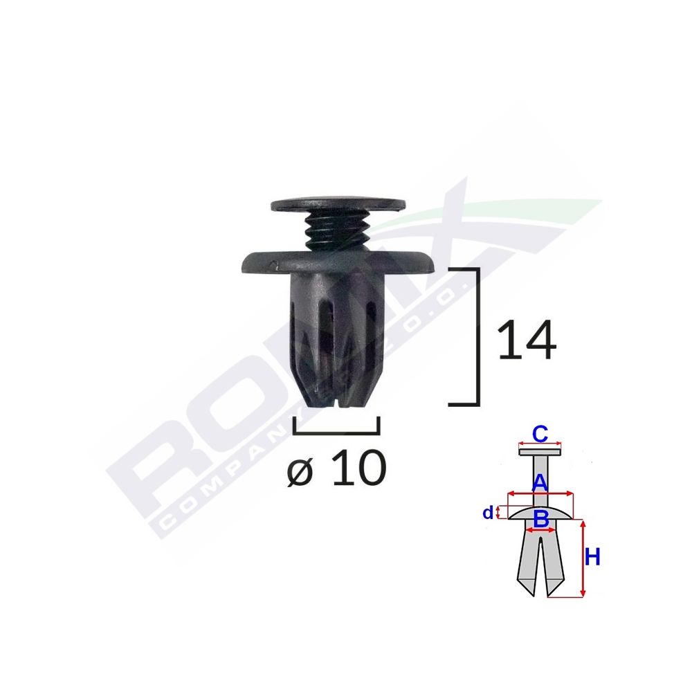 Clips fixare pentru honda mini - negru set 10 buc - 60002 - ROMIX