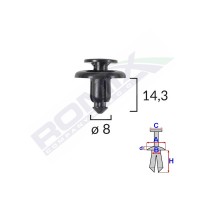 Clips fixare pentru mazda/subaru 8x14.3mm - negru set 10 buc
