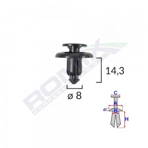 Clips fixare pentru mazda/subaru 8x14.3mm - negru set 10 buc