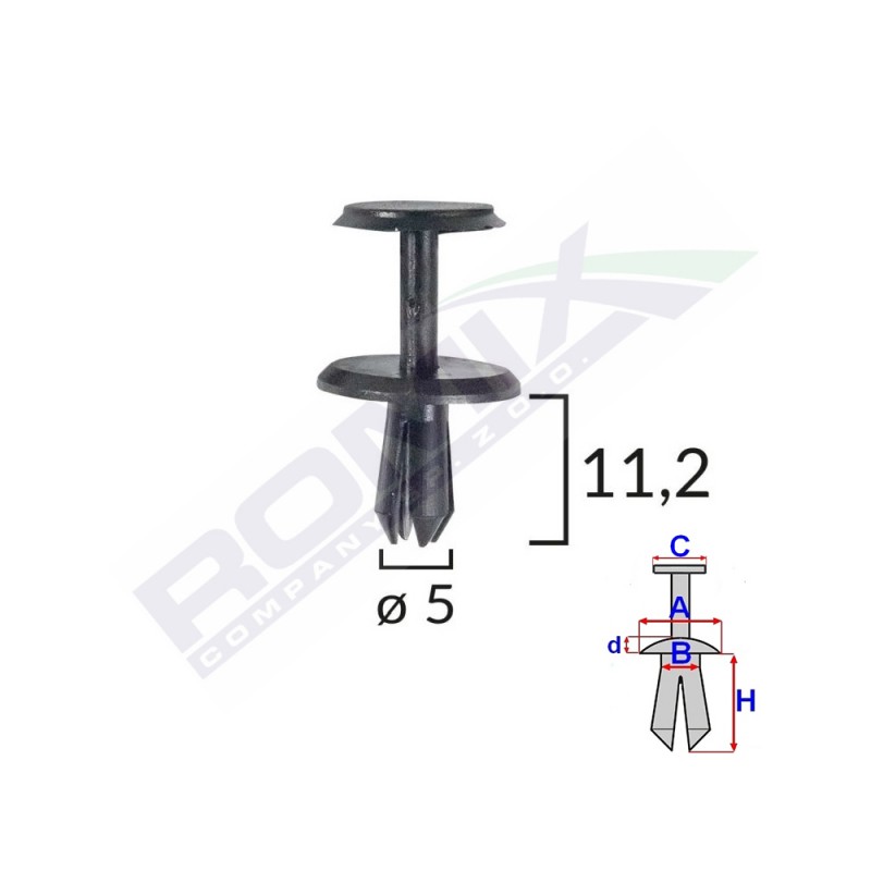 Clips fixare pentru mercedes 5x11.2mm - negru set 10 buc - 61929 - ROMIX