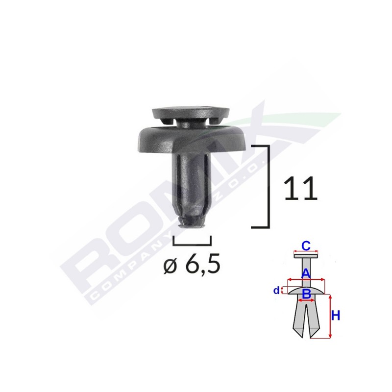 Clips fixare pentru toyota6.5x11mm negru set 10 buc - 62438 - ROMIX