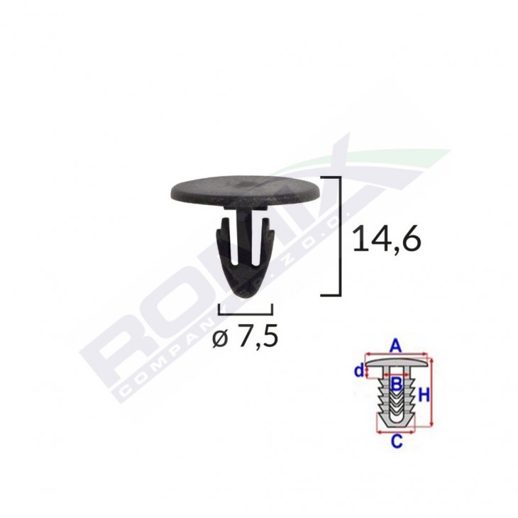 Clips fixare protectie motor pentru dacia renault - negru set 10 buc - 10551 - ROMIX